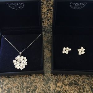 Matching crystal earrings and necklace